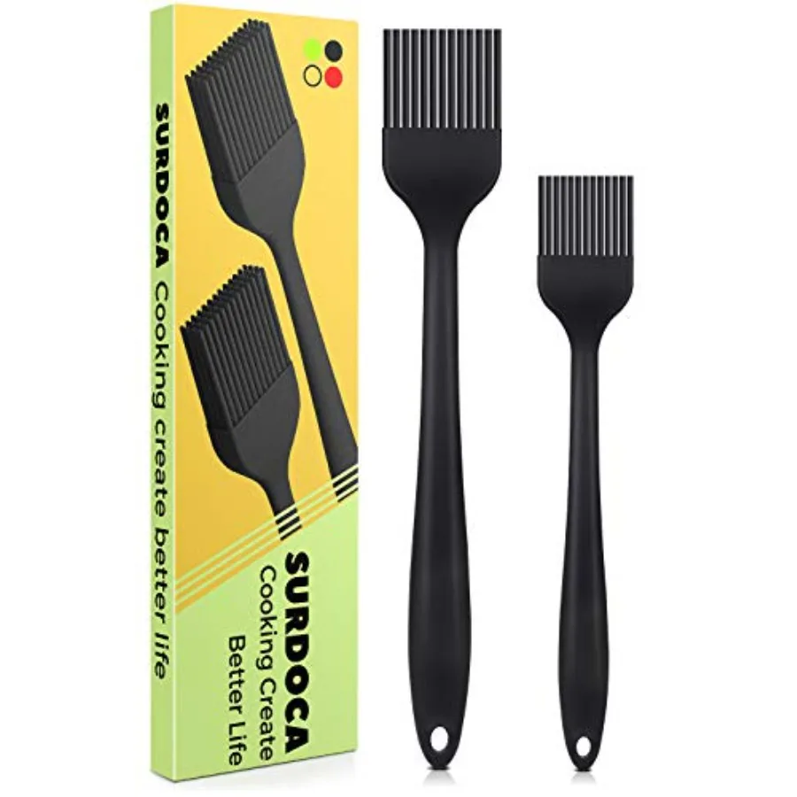 Silicone Pastry Basting Brush - 2Pcs 10 + 8 in Heat Resistant Brush for Baking Cooking Food BPA Free Kitchen Brush for Sauce Bu