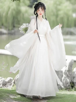 Frauen Hanfu Kleid Chinesischen Traditionellen Hanfu Tanz Kleid Cosplay Kostüm Sommer Weißes Kleid Set Chinesischen Kleid Chinesischen Volkstanz