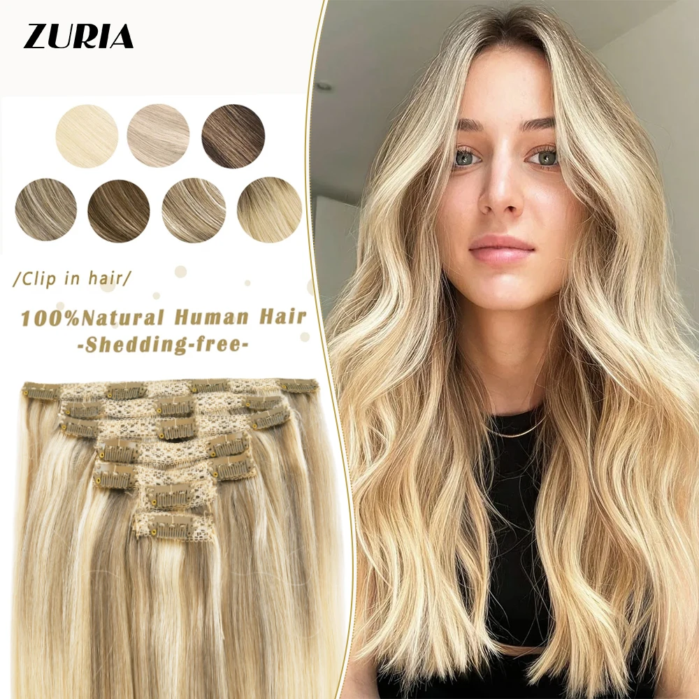 ZURIA Lace Clip In Human Hair Extensions 8/16/20/24\