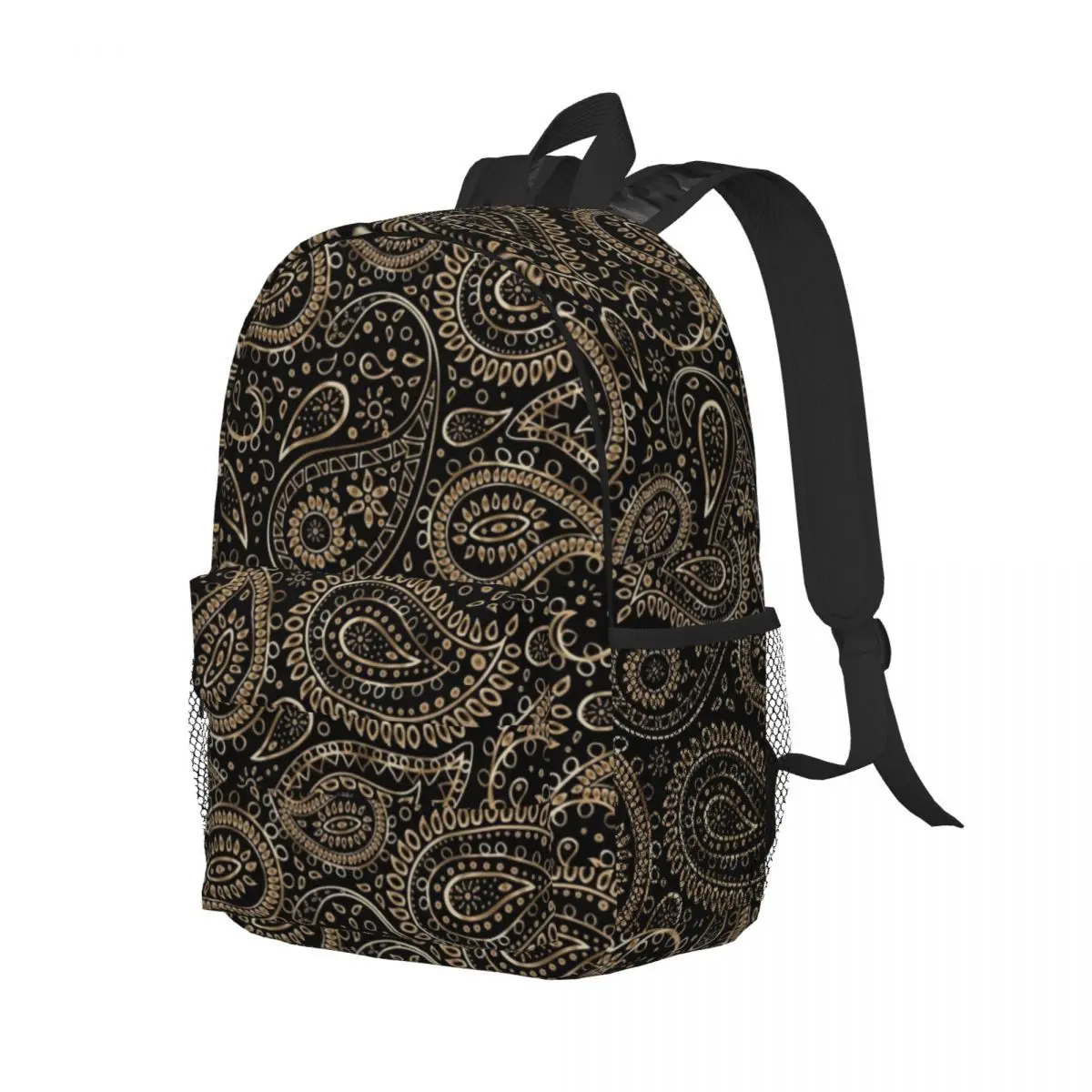 Gold Bohemian Art Paisley Gradient Beige And Brown Travel Backpack Men Women School Laptop Bookbag College Student Daypack Bags