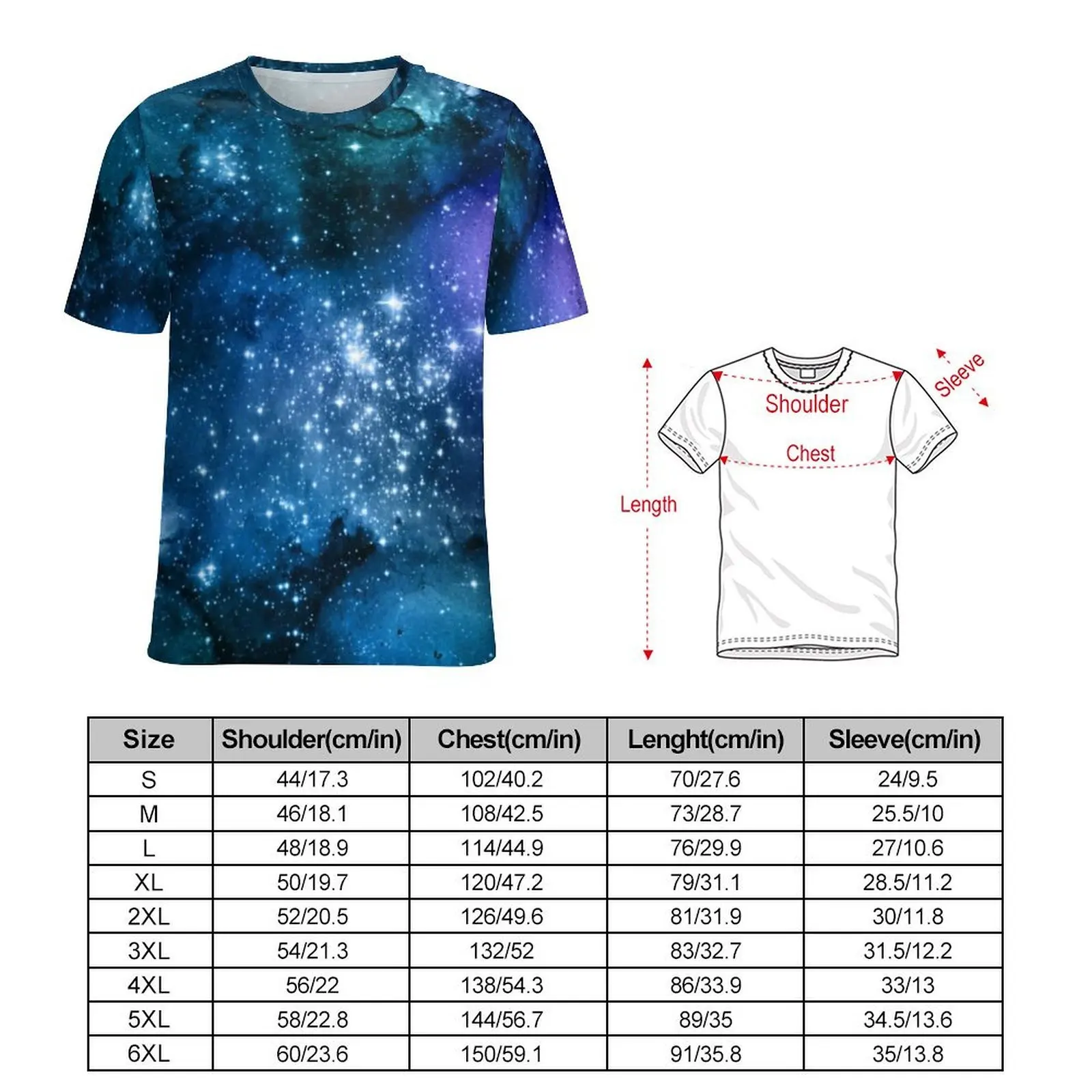 Blue Sky White Sparkles T-Shirt Galaxy Lovers Starry Space Fashion T-Shirts Men Streetwear Tee Shirt Summer Short Sleeve Tees