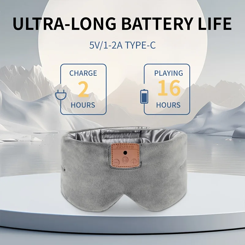 سماعات بلوتوث للنوم، قناع العين، تشغيل الموسيقى، سماعة رأس ناعمة ومريحة، سماعات نوم للموسيقى لهاتف آيفون وشاومي