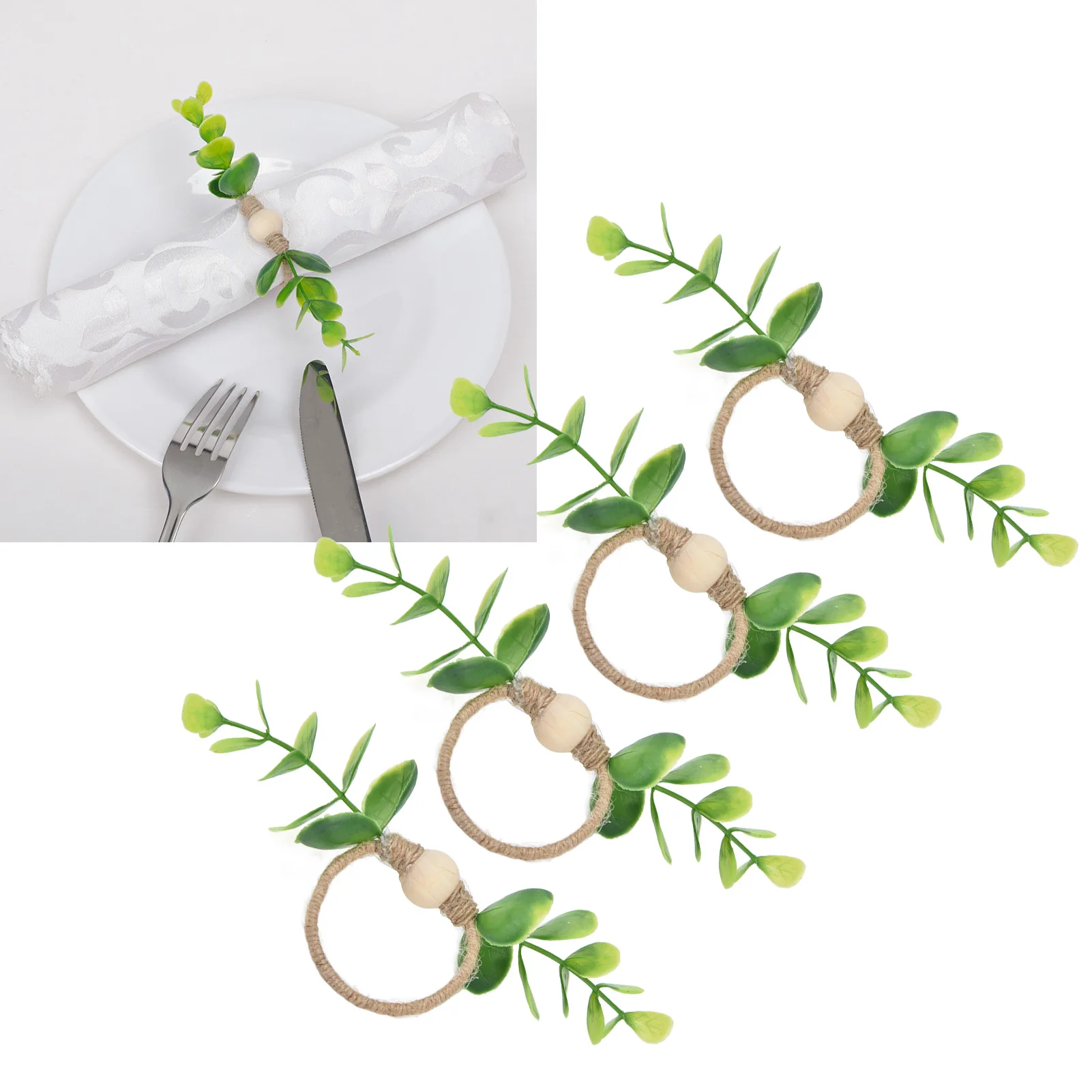 4Pcs Napkin Rings Simple Decorative Handicraft Leaf Flower Napkin Rings For Weddings New Years Parties