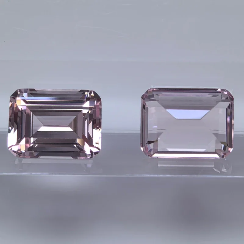 Lab Grown Sapphire Emerald Cut Sakura Pink Color Gemstone for Charms DIY Ring Necklace Earrings Materials Selectable Certificate