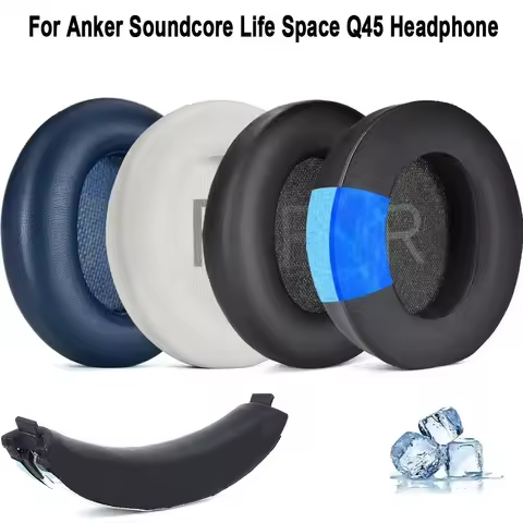 1Pair Replacement Headphone Ear Pads Cooling Gel Sponge Foam Headset Earmuff Protein Leather for Anker Soundcore Life Space Q45