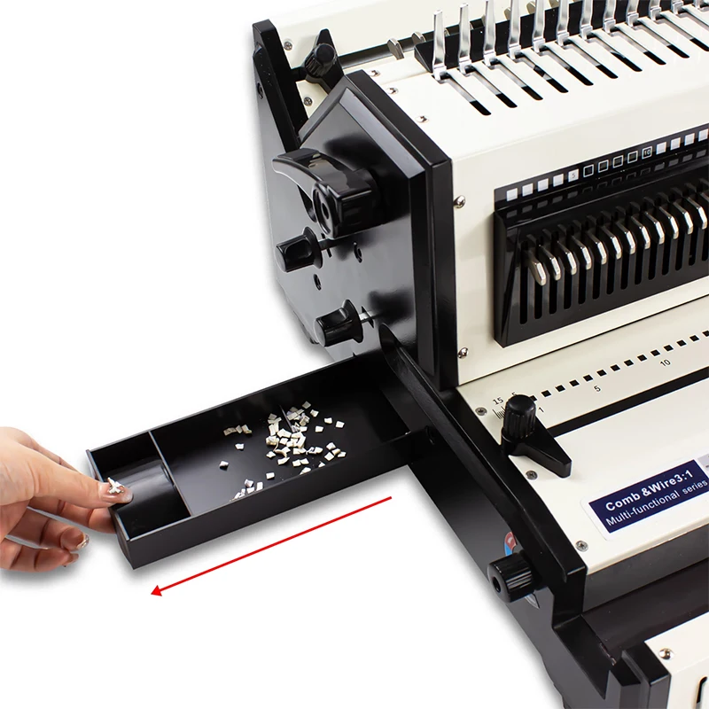 

3-in-1 Plastic Ring/Metal Ring Binding Machine Comb-Style Punching Machine for Plastic/Metal Rings 2:1 Metal Ring Binding Machin