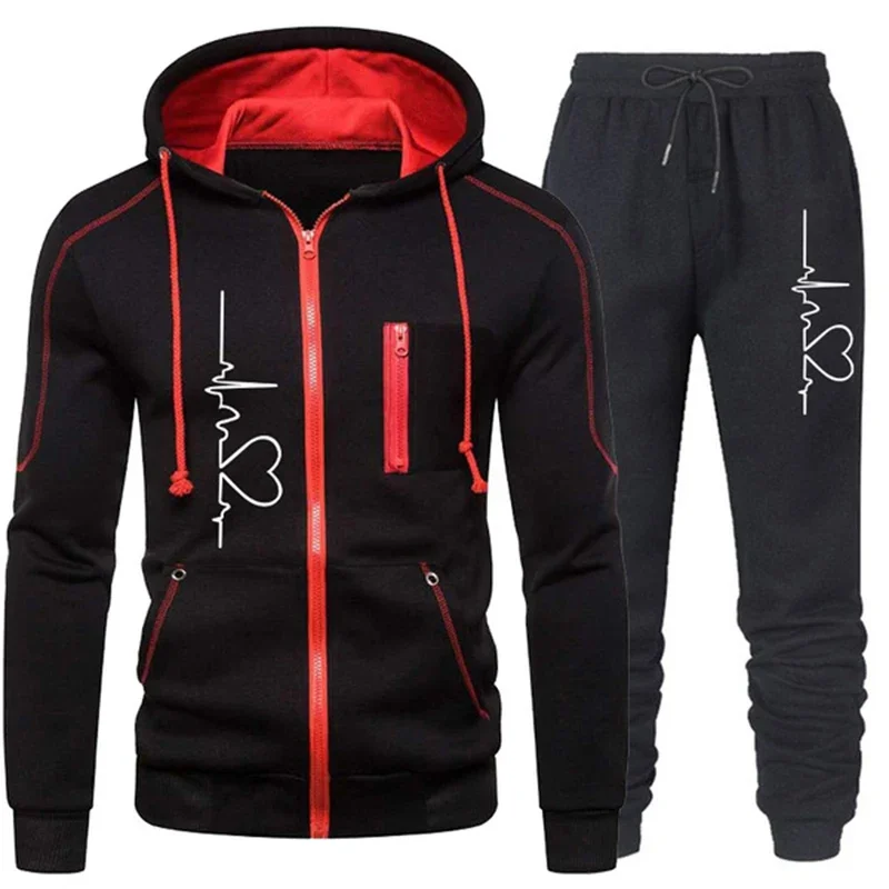 

Sweatshirts for Men Casual New Men's Clothing Two Piece Set of Sports Zipper Jacket and Sports Pants Hoodie Daily Outdoors Suits