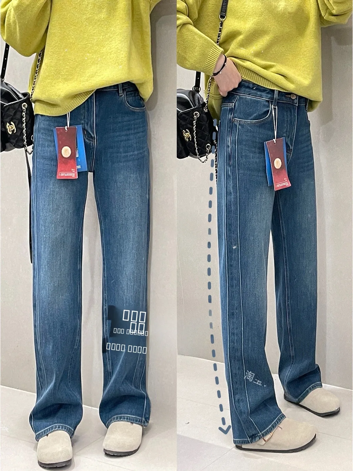 

Зимние утепленные женские джинсы с широкими штанинами, двойным плетением и ультратонким поясом, эластичные, прямого кроя, с четырехсторонней растяжкой