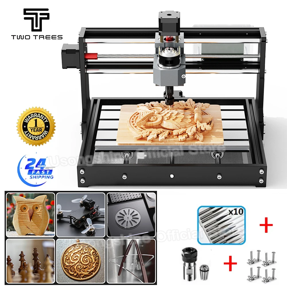

Twotrees CNC Engraving Machine TTC3018 Woodworking Engraver 775 Spindle Motor 300x180mm Milling For Wood/PCB/MDF/Metal/Acrylic