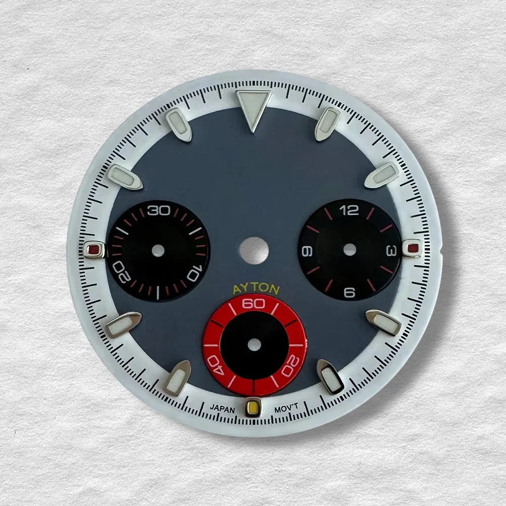 29.5mm S Logo Dtn Panda Dial Suitable for Vk63 Movement Green Luminous Colorful Six Needles Watch Modification Accessories