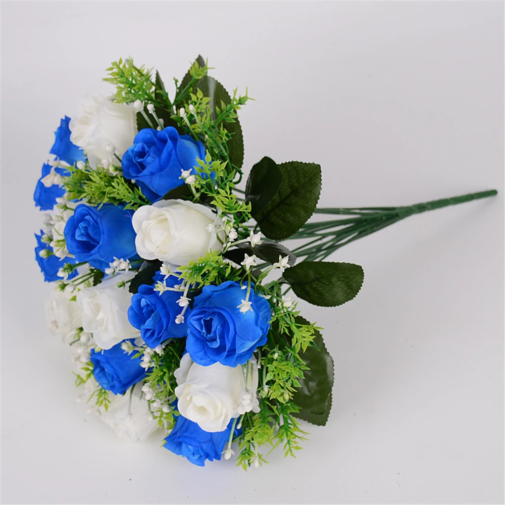 باقة الزهور الاصطناعية الوردية، زهور الزفاف العروس، ديكور المنزل لعيد الميلاد، دعائم التصوير الفوتوغرافي DIY، زينة المنزل #6