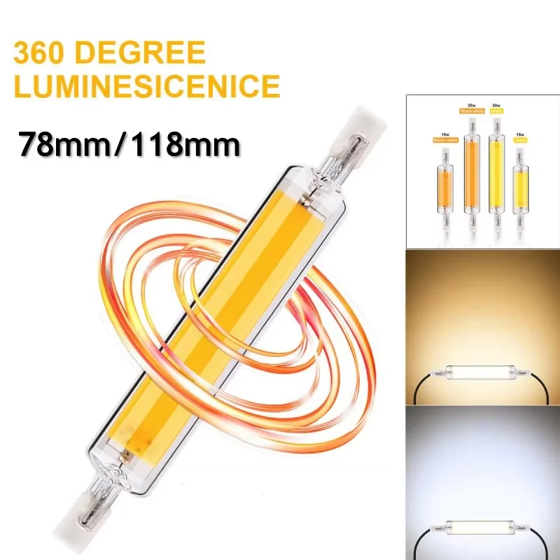 1-10 Stuks Super Heldere Dimbare R7S COB LED Glazen Buis 78 MM 118 MM 7 W 15 W 28 W LED Gloeilamp 220 V LED Lamp Warm/Koel/Neutraal Licht