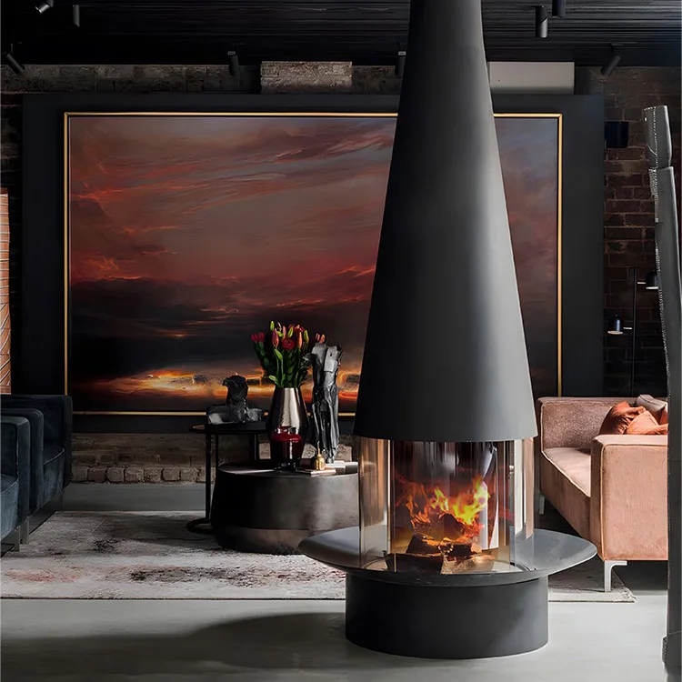 Custom-Made Metal Wall-Mounted Fireplace Ethanol Heater Indoor Villa Energy-Saving Decorative Heating view 5