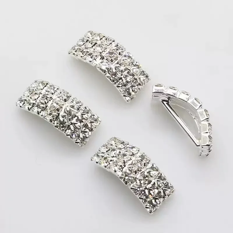10Pcs Silver Rhinestones Buckles Metal Square Ribbon Decoration Buckle Diy Handwork Jewelry Accessory Supplies