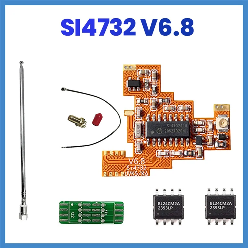 Module FPC FULL-SI4732 V6.8 + 2 puces BL24CM2A + antenne pourquansheng UVK5 K6, bande complète à ondes courtes/réception à bande latérale unique