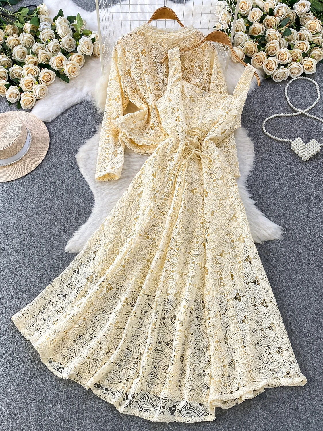 Elegant Lace Open Cardigan Swe - Vintage Fashion Years review and price