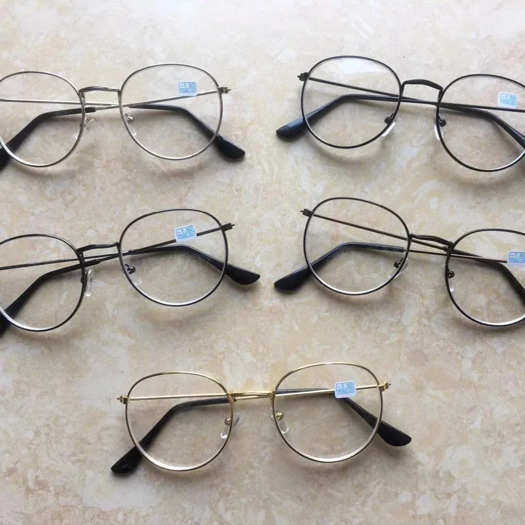 نظارات قصر النظر المعدنية -1.0To -4.0 إطار دائري رفيع نظارات للجنسين #3