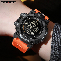 SANDA New Electronic Watches Men Outdoor Sports Waterproof Watch Fashion Simple LED Night Light Multifunctional Watches For Boy