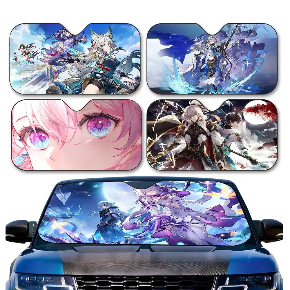 

Популярная аниме-игра H-Honkai Star Rail, солнцезащитный козырек, лобовое стекло, складное переднее лобовое стекло автомобиля, 70x130 см, крышка лобового стекла автомобиля