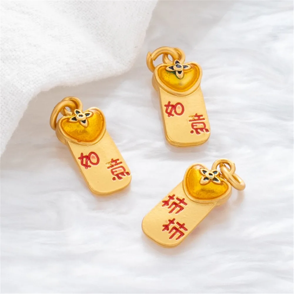 

18K Matte Double-sided Dripping Peach Heart Brand, Get Rich, Overnight Hang Tag, Bracelet Necklace, DIY Jewelry Accessories