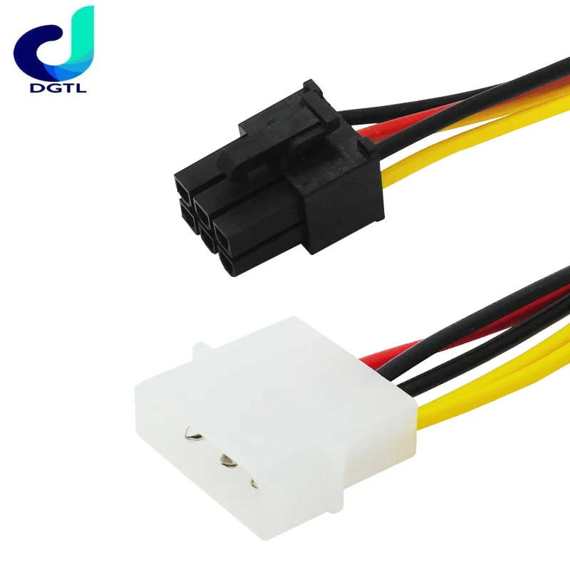 1pcs 4Pin Molex to 6 Pin Connector PCI-Express PCIE Video Card Power Converter Adapter Cable 18cm