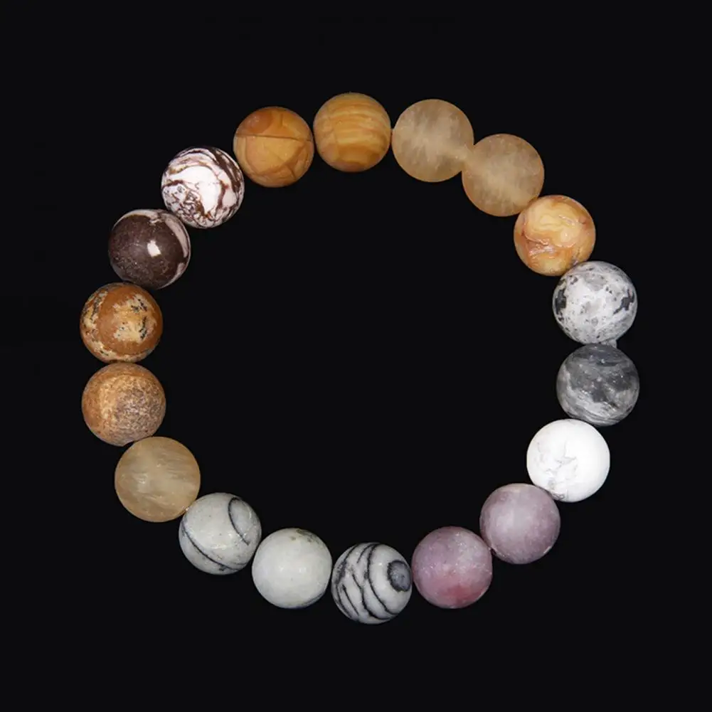 Bracelet Solar System Bracelet Smooth Volcanic Stone Unisex Bracelet for Positive Energy Balance Elastic Cord Healing for Wear