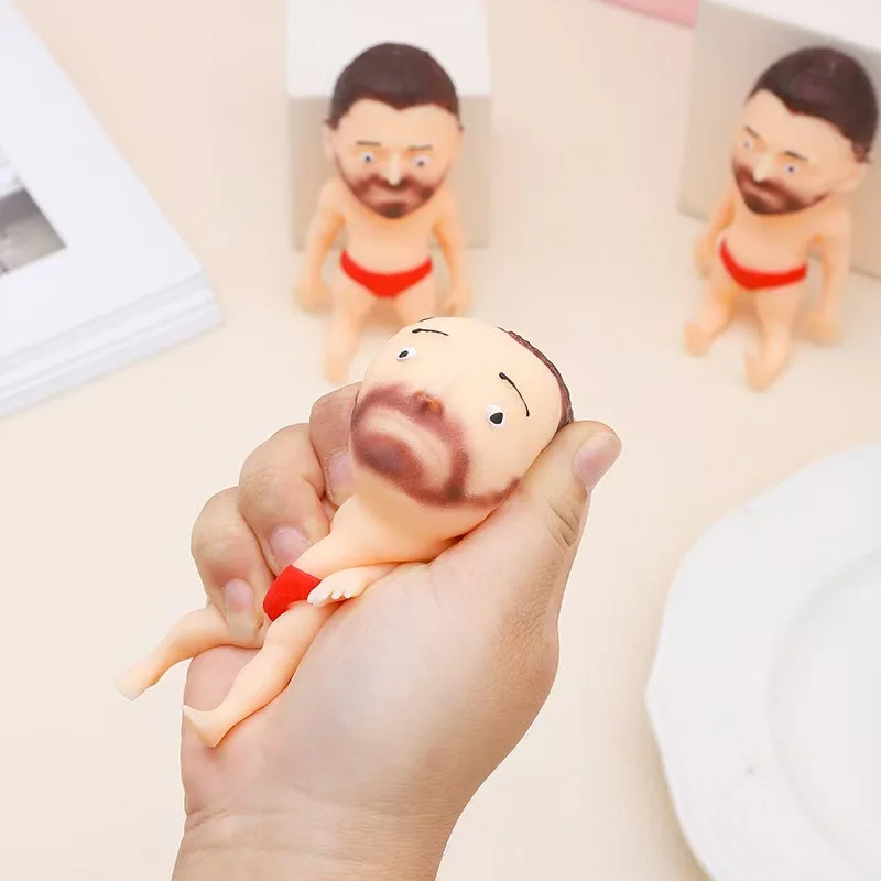 Stretchable Bearded Man Squishy Toy Soft Elastic TPR Sensory Therapy Anxiety Relief Toy for ADHD Kids Adults fidget toys stress reliever toys