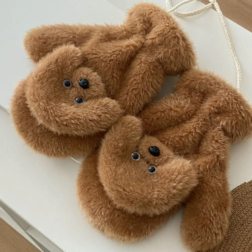 Fashion Cute Puppy Fur Gloves Cartoon Thicken Dog Gloves Warm Plush Toy Poodle Mitten Winter