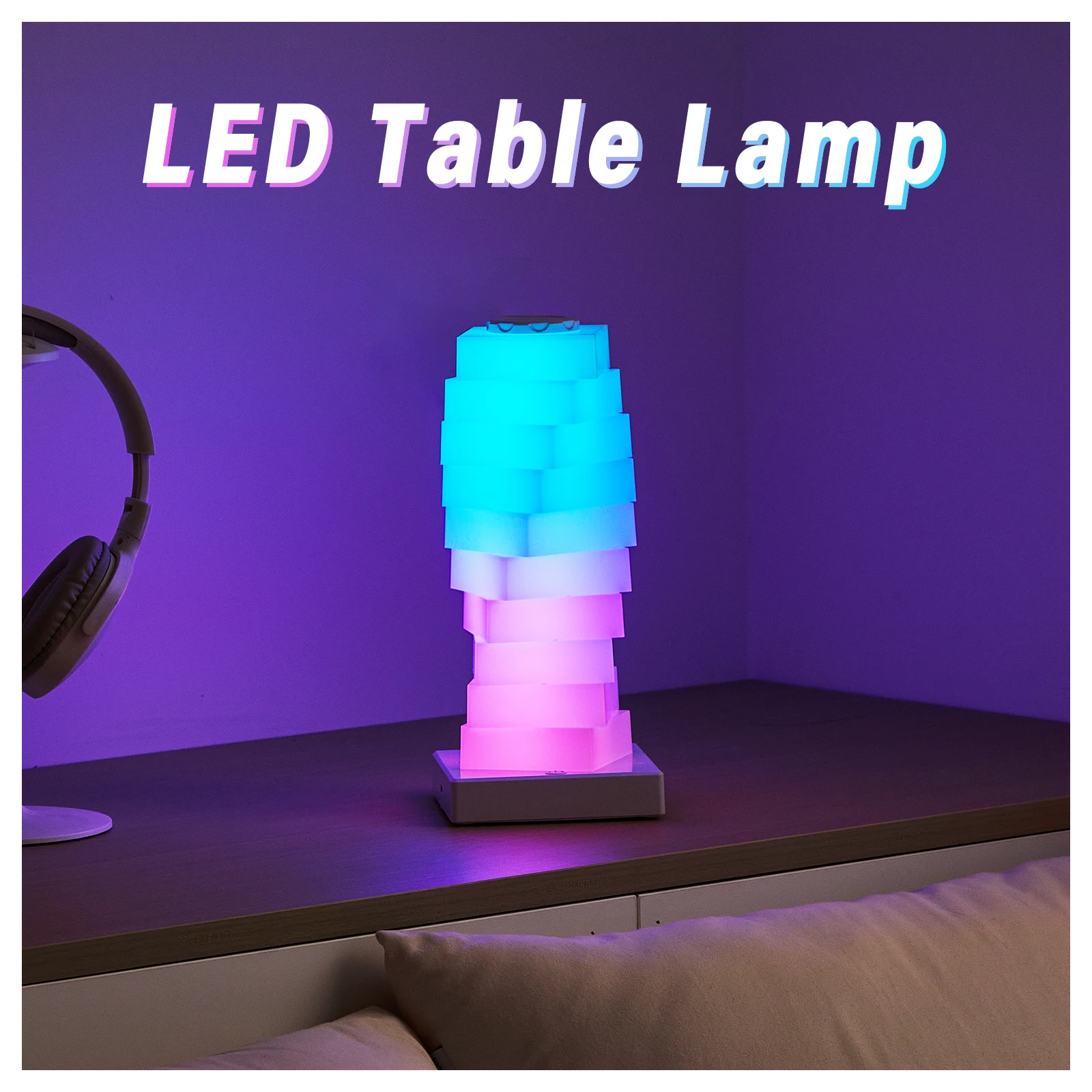 Touch switch LED RGB 16 color DIY multi-step color changing table lamp bedroom bedside ambient light