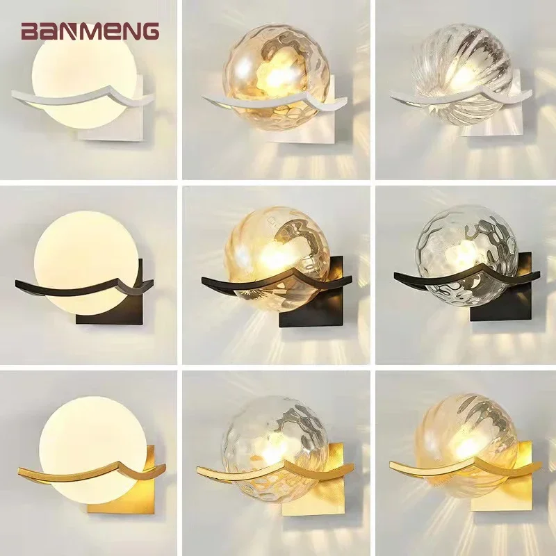 

Nordic E27 LED wall lamp modern Glass lampshade sconces lights indoor lighting home decor bedroom living room bedside kitchen