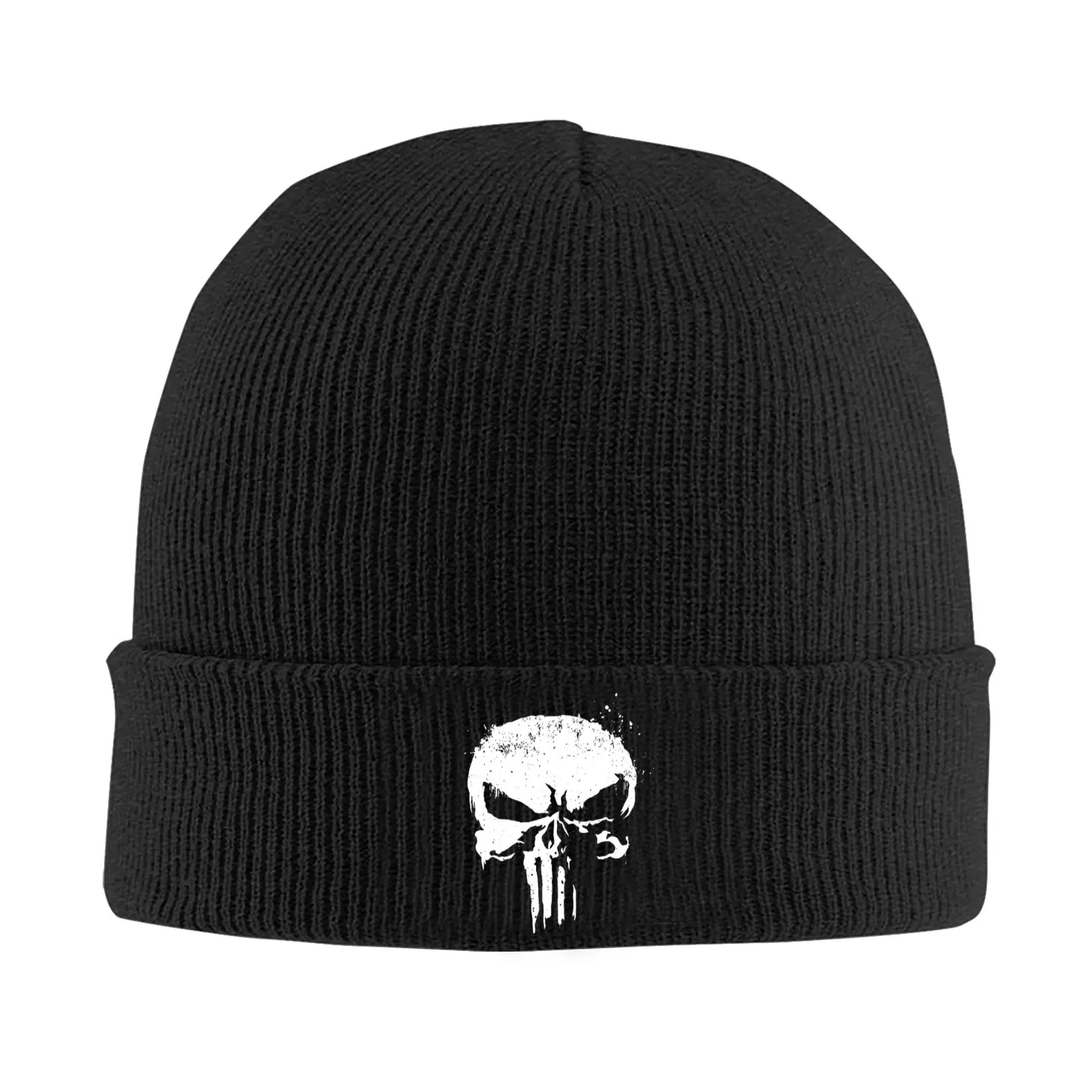 Custom Superhero Skullies Beanies Caps Cool Winter Warm Women Men Knitting Hats Adult Unisex Punisher Skull Bonnet Hat