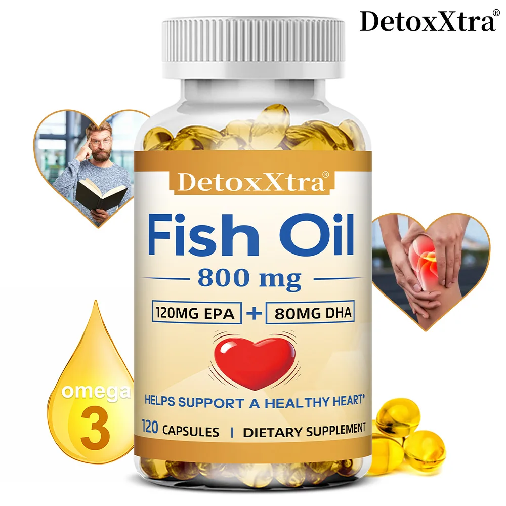 

Omega 3 Fish Oil - with EPA and DHA, 3x Strength, Highest Potency, Supports Brain & Heart Health, Improve Mood and Sleep