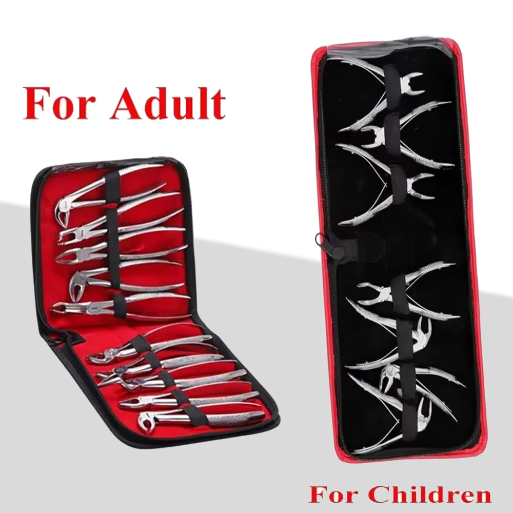 

7 шт., детские стоматологические щипцы, 10 шт., комплект для извлечения зубов для взрослых, хирургические плоскогубцы с нескользящей ручкой для стоматолога, детей и взрослых