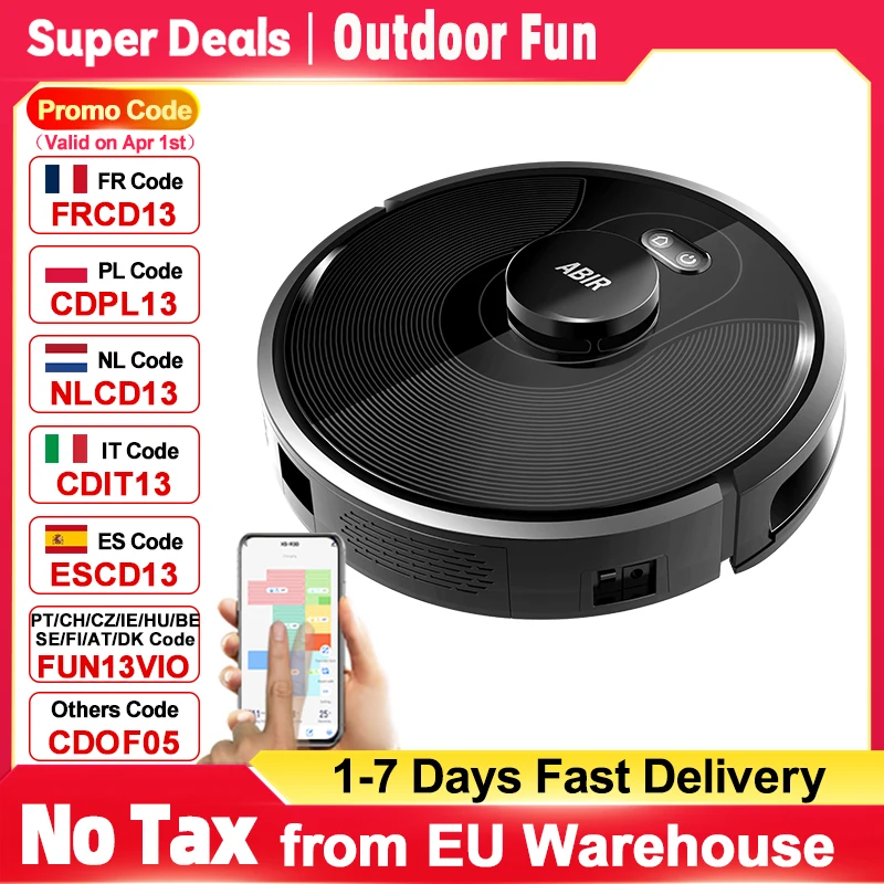 Robot aspirateur ABIR X8, navigation laser lidar, aspiration 6500pa, cartes multiplanchers, Stérilisation aux UV, lavage humide en forme de Y, Application zones interdites,Capteur TOF