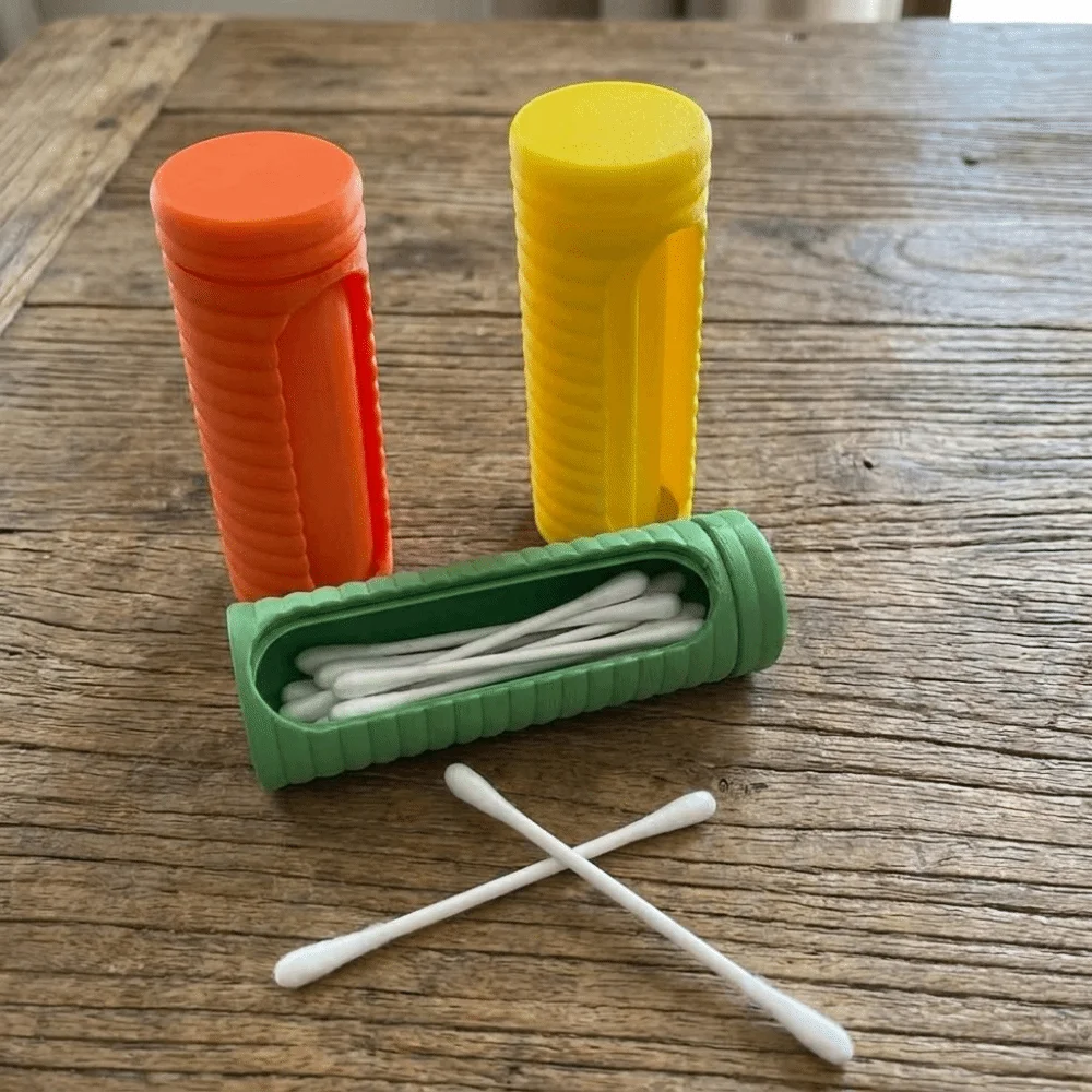 Multi-functional 3D Printed Cotton Swabs Storage Box Rotatable Plastic Toothpicks Storage Box Dust-proof Swab Holder for Home