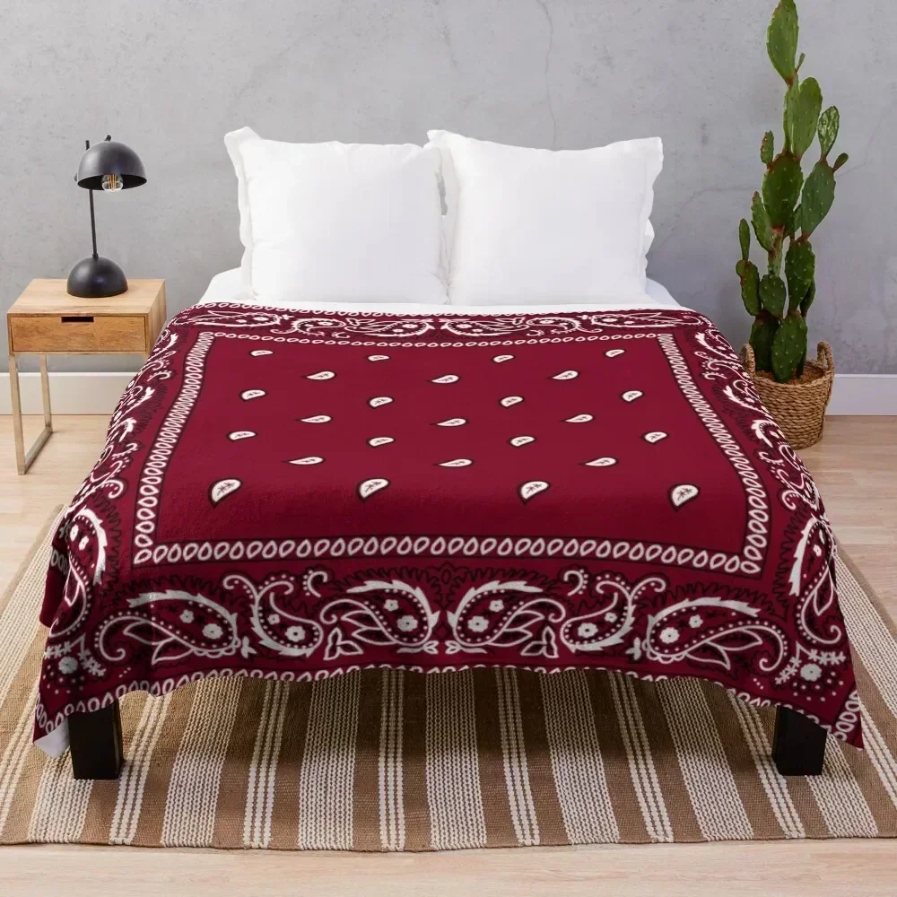 

Bandana Burgundy Throw Blanket Travel Bed Fashionable warm for winter Blankets
