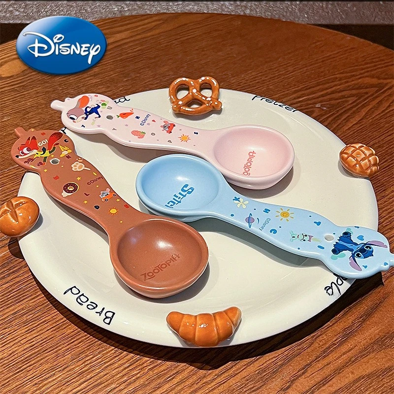 

Stitch Spoon Zootopia Judy Nick Cartoon Cute Ceramic Flat Handle Home Children Baby Food Dessert Soup Rice Spoon Tableware Gift