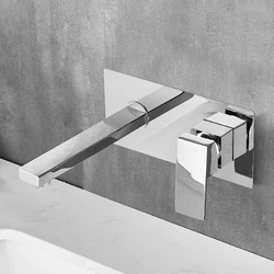 Stainless Steel Bathroom Hot and Cold Basin Faucet Wall Mounted Single-handle Wash Faucet Golden Bathtub Hand Washing Faucet AE8