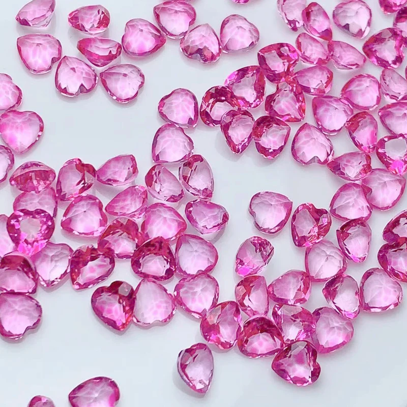 20pcs/lot Wholesale Natural Stone Coated Pink Topaz Heart Shape Facet 4x4mm-6x6mm Loose Gemstone For Jewelry Making