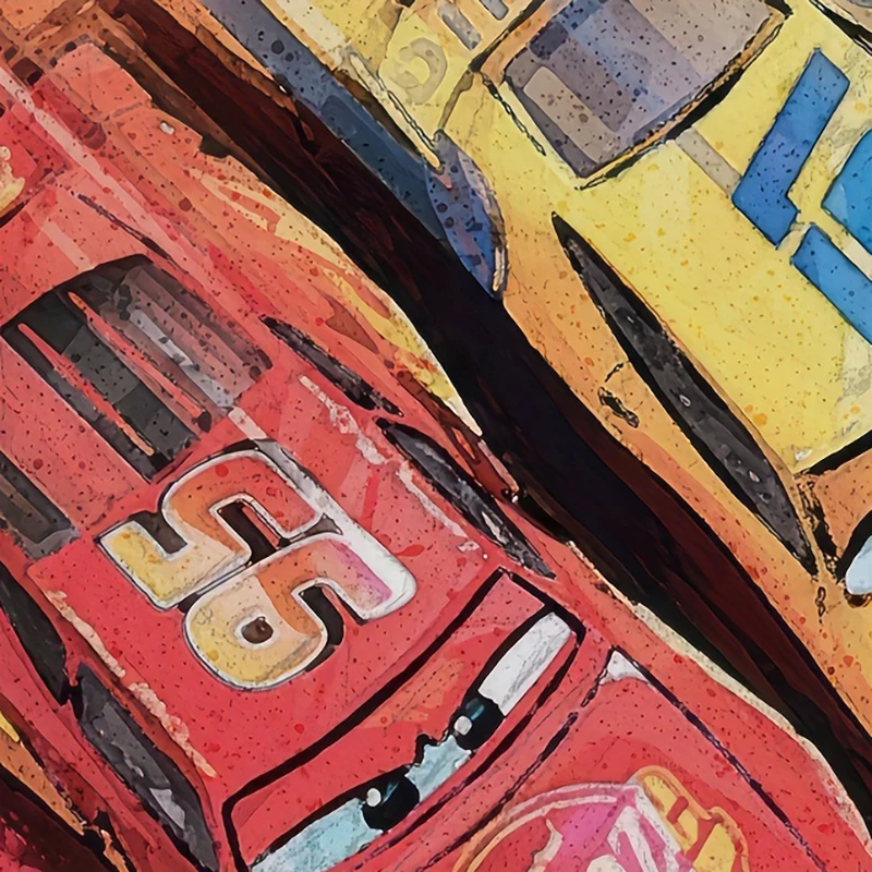 Cartoon Cars Watercolor Art Prints Racing Cars Movie Posters Lightning McQueen Canvas Painting Boys Room Wall Pictures Decor