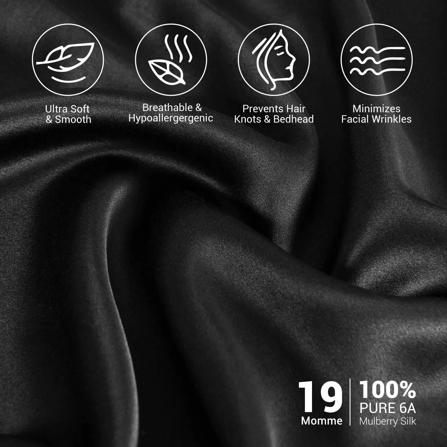 A1520Z~Both Sides Natural Pure Silk Pillowcase for Hair and Skin, 600 Thread Count 50X75cm-Navy Blue