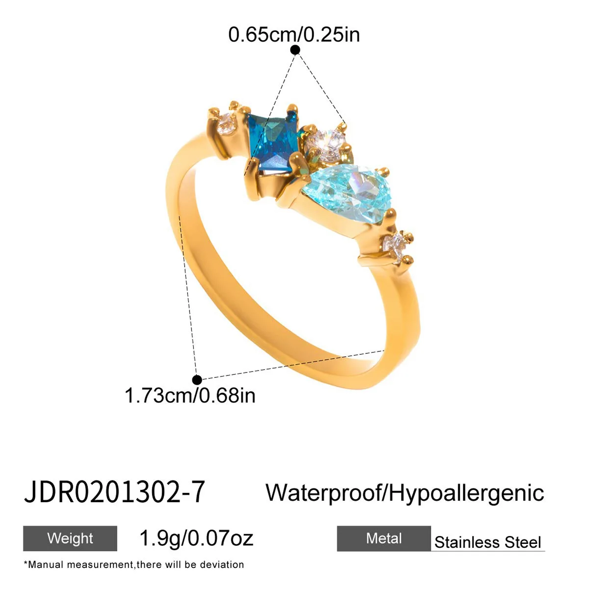 Ars 18K Gold Plated Ring Stainless Steel Thin Ring Multi Zircon Ring Dainty Stackable Rings Non Tarnish Jewelry Gift for Women