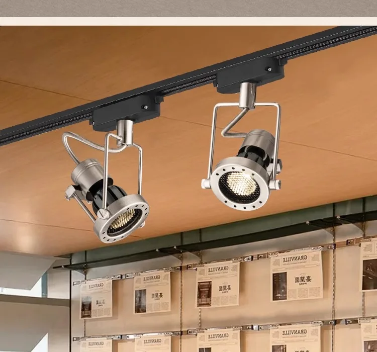 Led Track Light Industrial Style Rail Spot Light Aluminum Brushed Nickel Color Ceiling Lamp Whole Full Set 3 4 Lights Wall Wash