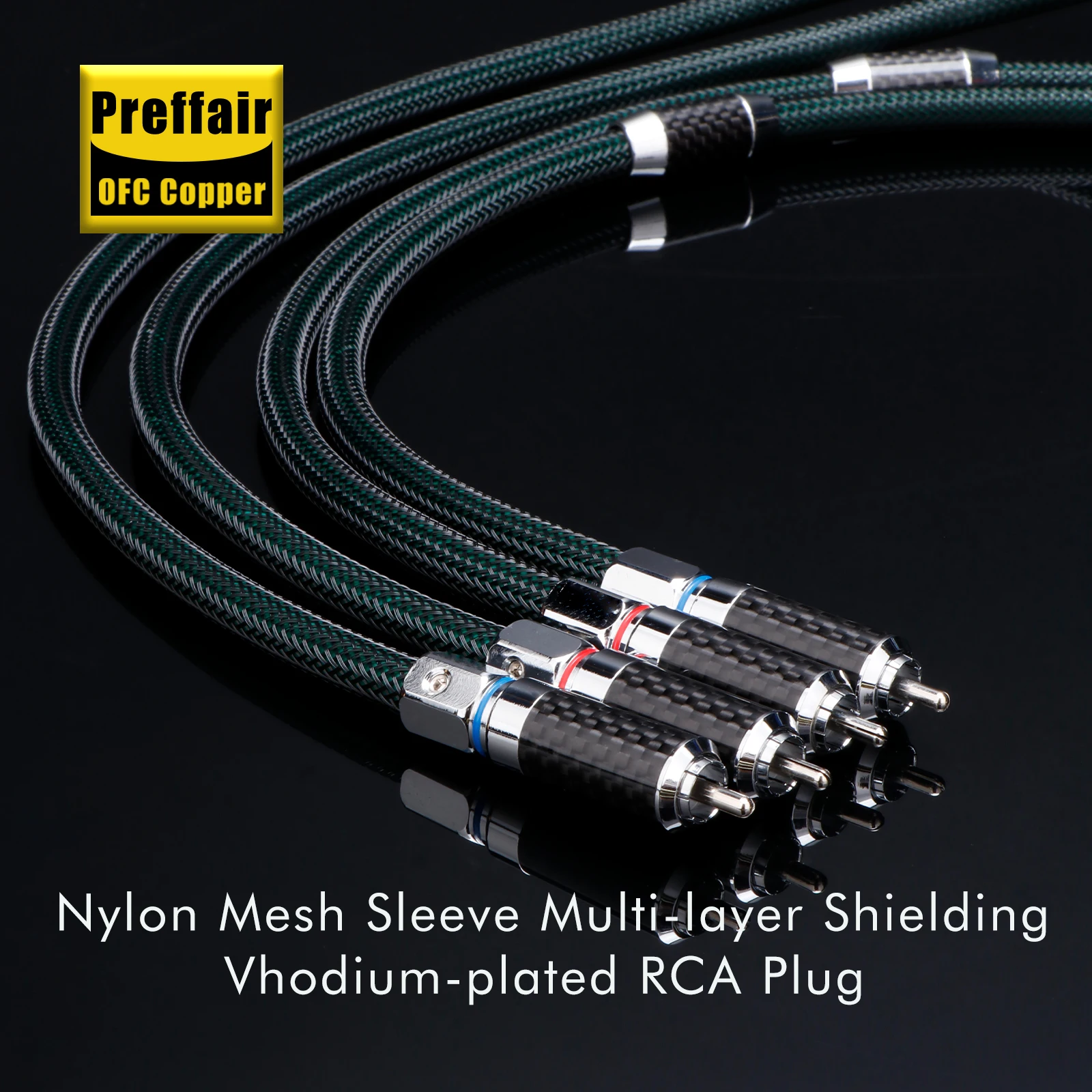 Preffair hifi Cable XLR/RCA High Purity 4N OFC Silver Plated Signal Audio Cable with Carbon Fiber Rhodium Plated XLR/RCA Plug