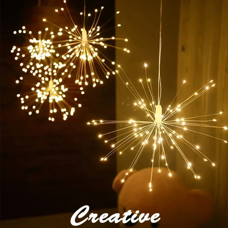 Imagem -02 - Fireworks Led Fairy String Lights para Decoração de Natal Cortina de Guirlanda Decoração de Natal Decoração de Ano Novo 3m 450leds 2023