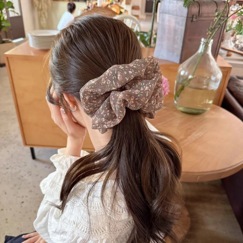 

Large Chiffon Daisy Hair Scrunchies Semi Transparent Floral Headwear Voluminous Soft Ponytail Holder For Sweet Girls Hair Decor