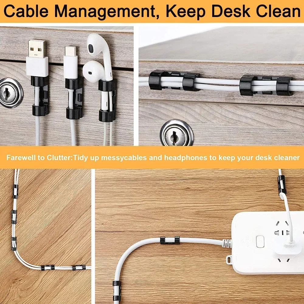 Cable Organizer Wall Desktop Self-Adhesive Wire Winder USB Charging Data Line Manager Cord Holder in Car GPS Devices Cable Clamp