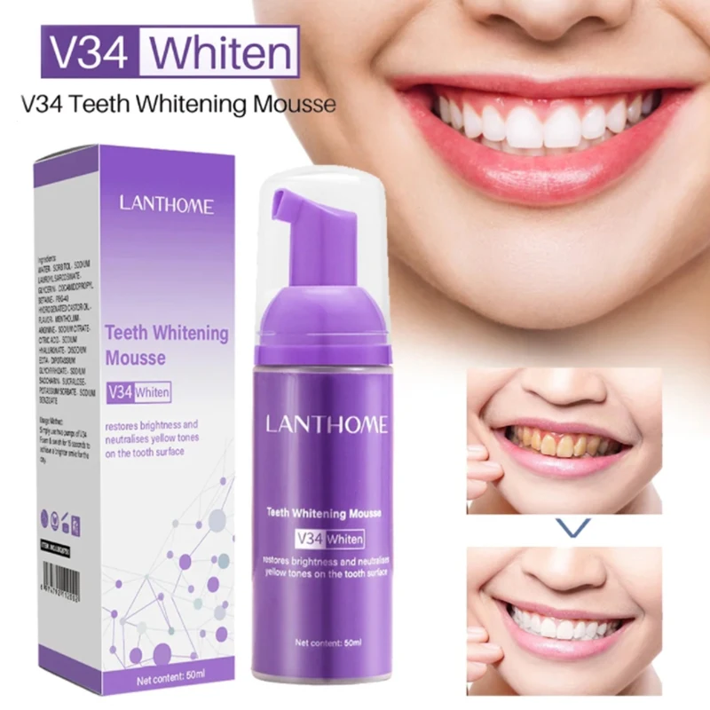 Dentes roxos Whitening Creme dental, Corrector de cores, Clarear Remover manchas amarelas, Gums Care, V34, 30ml