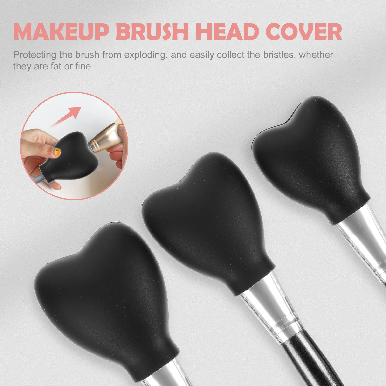 

3Pcs Brush Silicone Covers Makeup Protective Caps Reusable Travel-Friendly Makeup Brush Head Protectors for Long-Lasting Use