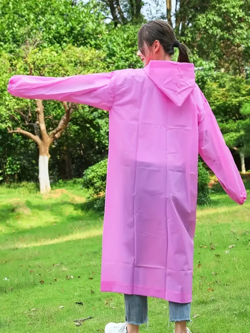 Chubasquero transparente impermeable para adultos, chaqueta de lluvia larga con capucha, Poncho portátil para viajes al aire libre, reutilizable, a la moda